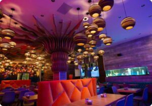 Inside of the Cosmos restaurant