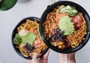 Two poke bowls next to one another