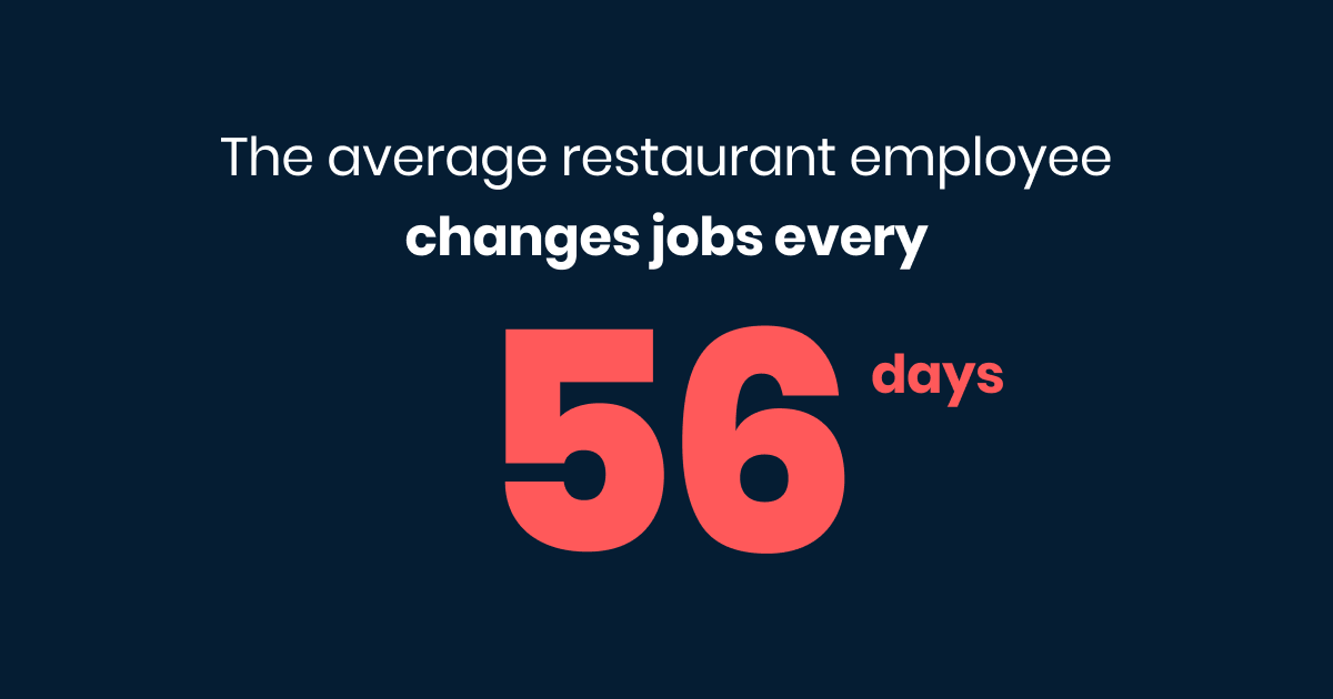 quote with the text: The average restaurant employee changes jobs every 56 days