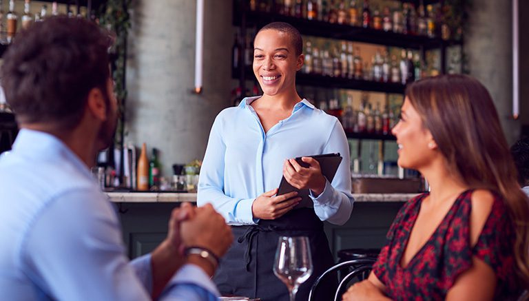 Waitress with menu